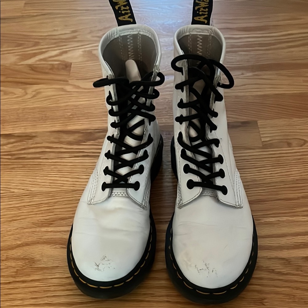 Dr. Martens White Leather Boots